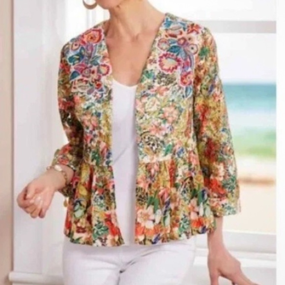 Soft Surroundings Ariege Floral Lace Beaded Embroidered Cardigan Jacket  Artsy